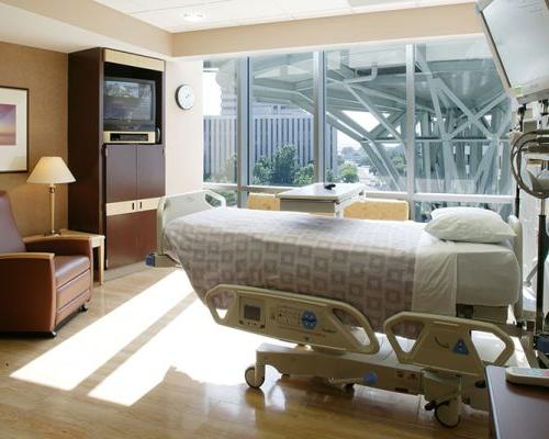 Interior photo of hospital room at Baptist Heart Hospital.